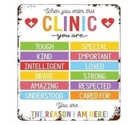 MDBJTCYZN Welcome To Our Clinic Vintage Metal Tin Sign For Health Office Decor School Nurse Room Wall-Art Pediatric Doctor Gift 8 x 12 inch