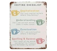 MDBJTCYZN Writers Process Checklist Vintage Tin Metal Sign Editing Guide Retro Wall-Art for Office Study Library Decor 8 X 12 Inch