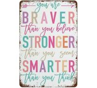 MDBJTCYZN You Are Braver Than Believe Purple Teal Metal Sign 8 X 12 in