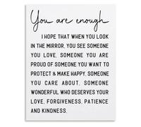 MDBJTCYZN You Are Enough Affirmation Canvas Wall-Art Print for Bedroom Living Room Home Decor(Framed,08x12inch(20x30cm))
