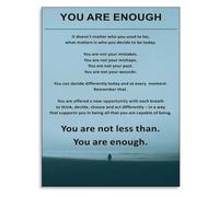 MDBJTCYZN You Are Enough Inspirational Quote Canvas Wall-Art Poster for Living Room Bedroom Home Decor(Framed,08x12inch(20x30cm))