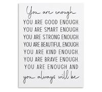 MDBJTCYZN You Are Enough Self Love Affirmation Canvas Wall-Art for Bedroom Living Room Mindfulness Space(Unframed,16x24inch(40x60cm))