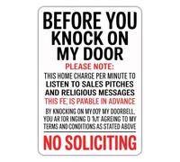 MDBJTCYZNo Soliciting Metal Tin Sign Note No Calls Vintage Home Rule Wall Decor Rustic Typography for Garden Yard Porch 8 X 12 inch