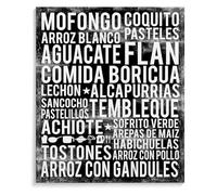 MDBJTCYZNuestra Comida Poster Puerto Rican Food Heritage Canvas Wall-Art for Kitchen Wall and Family Room Decor(Framed,08x12inch(20x30cm))