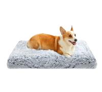 MDDK DY Cama Perro Mediano, Lavable, Fondo Antideslizante, Cama de Perro, Mullido, Felpa Larga, Gris Ombré 75 x 50 x 8 cm
