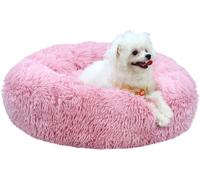 MDDK DY Cama Perro Pequeño 50 cm, Cama Gato Redonda y Suave de Felpa Rosa | Felpa larga, relleno grueso de fibra PP, buena recuperación, base antideslizante, lavable a máquina
