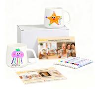 MDDK DY Juego de tazas de cerámica para pintar - 2 Tazas para Pintar con 12 Rotuladores de Colores y Guía, Taza para Pintar DIY, Kit Creativo para Taza, Apto para Lavavajillas tras Horneado