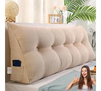 MDDKOP Almohada para Cabecero de Cama De Lujo, Gran Cuña Cojín de Respaldo Soporte Lumbar, Triangular Almohadas De Lectura, Funda De Terciopelo Lavable(Beige,100x20x50cm)