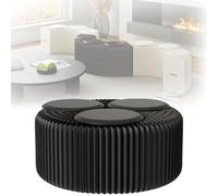 MDDKOP Banco Plegable Multiusos con cojín de Poliuretano, Taburete de Papel Plegable Tipo acordeón, Silla, Taburete para cambiarse los Zapatos, Banco para la Cama(Negro,150x30x28cm+3Cush)