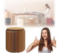 MDDKOP Taburete o Silla Plegable de Papel con Cojín PU | Puf Redondo de Nido de Abeja para Salón Dormitorio Decoración de Oficina - Portátil para el Hogar(Marrón/Café,36x36x44cm)