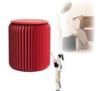 MDDKOP Taburete Plegable de Papel con Cojín | Diseño Minimalista y Multiusos - Puf Portátil Moderno para Hogar, Salón, Comedor o Exposiciones(Rojo,32x32x37cm)