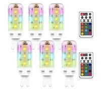 MDee - Bombilla G9 LED RGB con mando a distancia, 2,5 W, multicolor G9, regulable 12 colores RGB + blanco cálido 3000 K, para barras, karaokes, fiestas, bodas, iluminación decorativa e interior, 6