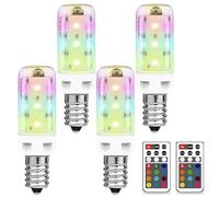 MDee - Bombilla LED E14 RGB con mando a distancia, 2,5 W, multicolor E14, regulable 12 colores + blanco frío 6000 K, para barras, karaokes, fiestas, bodas, iluminación decorativa e interior, 4