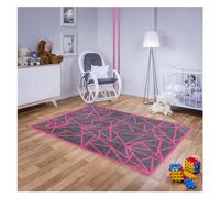 MDEKOR Alfombra para salón, dormitorio, comedor, 160 x 230 cm, color gris y rosa, con certificado Öko-Tex