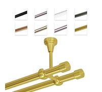 MDEKOR Barra de cortina doble, 360 cm, latón, montada en el techo, 19 mm