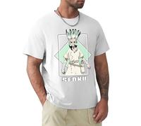 MDEM Dr. Stone Senku Japan Animation T - Shirt Boys White Retro Clothing Fast Dry Men 's T - Shirt Pattern-color5||XL