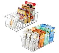 mDesign - Caja de almacenamiento apilable (juego de 2) - práctica cesta de almacenamiento de plástico con 4 armarios - almacenamiento de cocina moderno para sopas en bolsitas, especias, etc. -