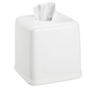 mDesign Caja de pañuelos - Soporte de Caja de pañuelos Cubo para la Mesa de tocador, mesita de Noche o Escritorio - Dispensador de pañuelos Compacto y Moderno - Blanco
