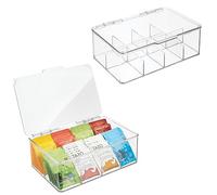 mDesign - Cajas de té (juego de 2) - Práctica caja para guardar infusiones y bolsas de té - Cajas organizadoras apilables - Perfecta como organizador de cocina