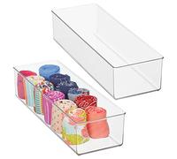 mDesign Cajas organizadoras - Práctico organizador de plástico para los armarios del dormitorio - Fantástica caja para ropa y accesorios - Juego de 2 - transparente
