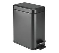 mDesign Cesta de basura con pedal, cubo de basura de metal con pedal, tapa e inserto de cubo de plástico, perfecto para baño, cocina y oficina, cubo de basura doméstico con diseño ergonómico, color