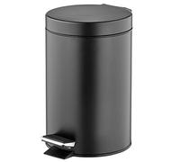 mDesign Cubo de basura con pedal - Contenedor de residuos de metal de 3 litros con tapa y cubo interno de plástico - Ideal para cosméticos o como papelera de baño, cocina y oficina - negro