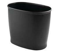 mDesign Cubo de basura ovalado de plástico resistente a roturas, 8.5 litros, negro, 12 x 8 x 10 pulgadas