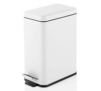 mDesign Cubo de basura rectangular con capacidad de 10 litros - Compacto contenedor de residuos con cubo interior para oficina, baño o dormitorio - Moderna papelera de metal y plástico - blanco