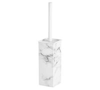 mDesign Escobilla Cuadrada de Acero para Inodoro y Soporte para Almacenamiento y organización del baño, diseño Compacto y Independiente, Cepillo Cubierto, Resistente, Limpieza Profunda, mármol
