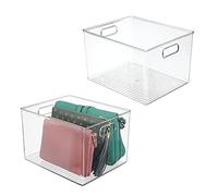 mDesign Juego de 2 cajas de almacenamiento de plástico con asas para ropa, zapatos y accesorios - También se puede utilizar como contenedor para accesorios de baño y suministros de oficina,