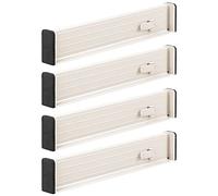 mDesign Juego de 4 separadores de cajones regulables - Práctico organizador de cajones de plástico para armario y cómoda - Versátil divisor de cajones de plástico - crema/beige