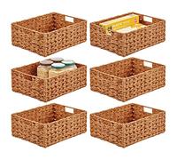 mDesign Juego de 6 cestas de almacenamiento para baño y dormitorio, cestas organizadoras de armario para ropa, zapatos y accesorios, color marrón camello