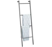 mDesign Organizador de baño para colgar toallas con forma de escalera - Toallero de pie con cuatro barras de metal - Colgador de toallas, ropa o periódicos - gris grafito