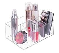 mDesign organizador de maquillaje - caja de almacenamiento de maquillaje con cinco compartimentos para productos de maquillaje, esmaltes de uñas y productos de belleza - almacenamiento perfecto