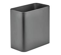 mDesign Papelera de oficina rectangular - Papelera metálica compacta para baño, cocina u oficina con espacio suficiente para residuos - Cubo de basura de metal - gris grafito