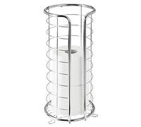 mDesign Portarrollos de Papel higiénico de pie - Moderno portarrollos de Papel higiénico para baño - Soporte para 3 Rollos Grandes de Repuesto, Color Plateado