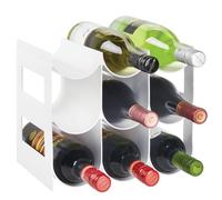 mDesign Práctico Estante para Botellas de Vino y Botellas - Botellero de plástico para hasta 9 Botellas - Estantería Independiente para Botellas de Vino u Otras Bebidas, Color Blanco