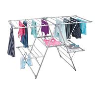 mDesign Tendedero plegable para ropa en color plata - ideal como secador para ropa extensible, secador de pie y secador de ropa - plegable, muchas posibilidades para guardar