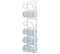 mDesign Toallero metálico para Toallas de baño con 6 Compartimentos, práctico Accesorio de baño para Toallas Grandes y pequeñas, Color Gris Claro