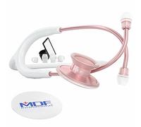 MDF® Acoustica® Deluxe Estetoscopio ligero de doble cabeza - Garantía de por vida & Programa-piezas-gratuitas-de-por-vida - (MDF747XP) (Oro Rosa y Blanco)