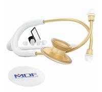 MDF Instruments Acoustica Fonendoscopio ligero de doble cabeza - GarantÌa-de-por-vida & Programa-piezas-gratuitas-de-por-vida, 22K Oro/Blanco MDF747XP-K29