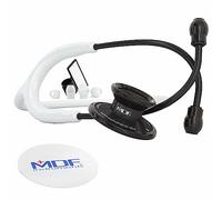 MDF Instruments Acoustica Fonendoscopio ligero de doble cabeza - GarantÌa-de-por-vida & Programa-piezas-gratuitas-de-por-vida, Todo Negro/Blanco MDF747XP-BO29