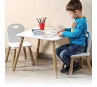 Mdf Juego de mesa infantil con 2 sillas | Grupo de asientos aprobado FSC | Mesa de madera, incluye 2 tronas | Afm: Mesa 55 x 45 x 55 cm. | Afm: Silla 27 x 53 x 27 cm. | 3 - Juego de piezas | Color: