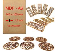 MDF Tablero Madera A6 | 148 x 105 x 1.2 mm Corte por Laser 10 w, 20 w, 30 w, 40 w CNC Router, Modelado, Calado, Bricolaje, Manualidades, Acabado Pulido, Alta Densidad. Madera Calidad (25)
