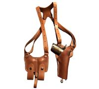 MDFCZXP Bolso de Hombro Retro Medieval - Funda de Pistola de Cuero Steampunk - Soporte de Arma Ajustable con Cordones para Cosplay para Hombres y Mujeres,Marrón,20cm