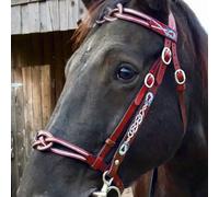 MDFCZXP Brida de Caballo Arnés de Caballo Ajustable - Arnés de Brida de Caballo Supplie - Collar de Cabeza Accesorios ecuestres Accesorios de Silla de Montar de Cabestro de Caballo,Rojo,10cm