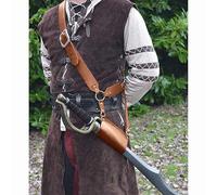 MDFCZXP Daga de Cuero Pirata Medieval Cinturón de Vaina Espada Steampunk Hoja Portavaina Warcraft Cosplay Accesorio para Hombres y Mujeres,Marrón,10cm