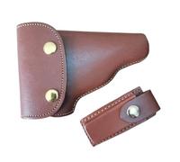 MDFCZXP Funda de Pistola Protectora Retro de un Solo botón y Doble botón para Exteriores Funda de Pistola de Cuero para Caza al Aire Libre,C,17cm