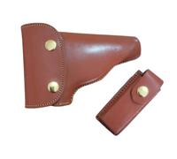 MDFCZXP Funda de Pistola Protectora Retro de un Solo botón y Doble botón para Exteriores Funda de Pistola de Cuero para Caza al Aire Libre,B,17cm