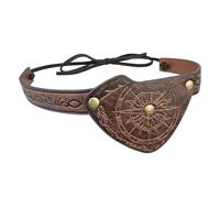 MDFCZXP Máscara de Ojo de Cuero Sintético Vintage, Parche de Ojo de Pirata Medieval, con Hebilla de Metal de Tamaño Ajustable para Adultos,Marrón,9c